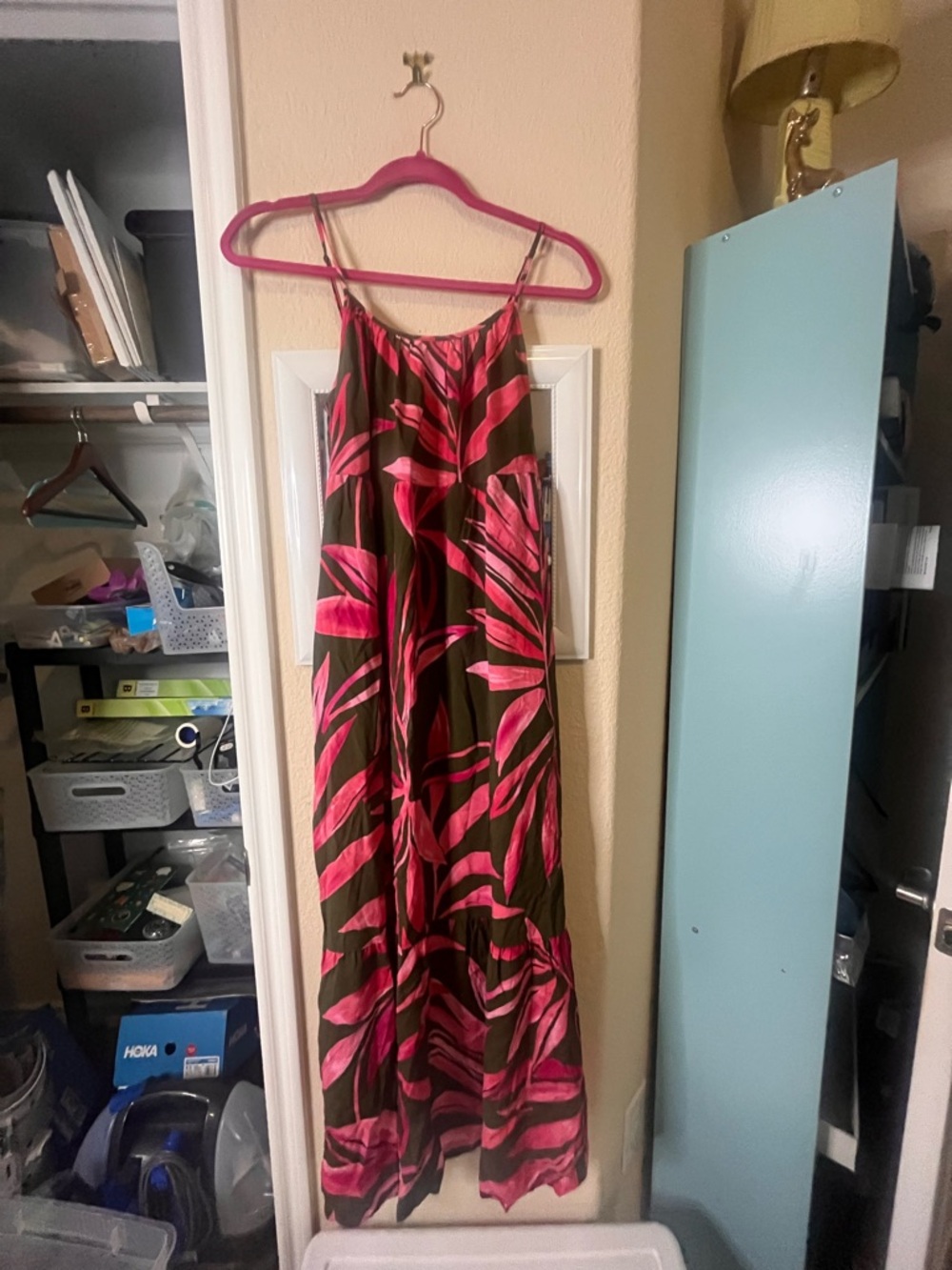 Women’s Pink Time and True Tropical Print Midi Dress NWT